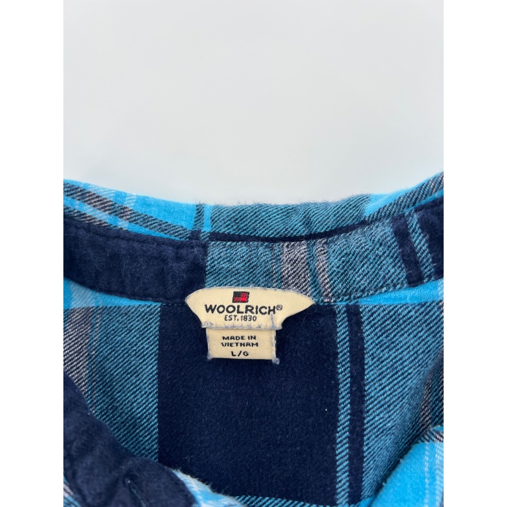 Woolrich Womens Plaid Flannel Button Down Shirt Cotton Cottagecore Camp L - Picture 6 of 8